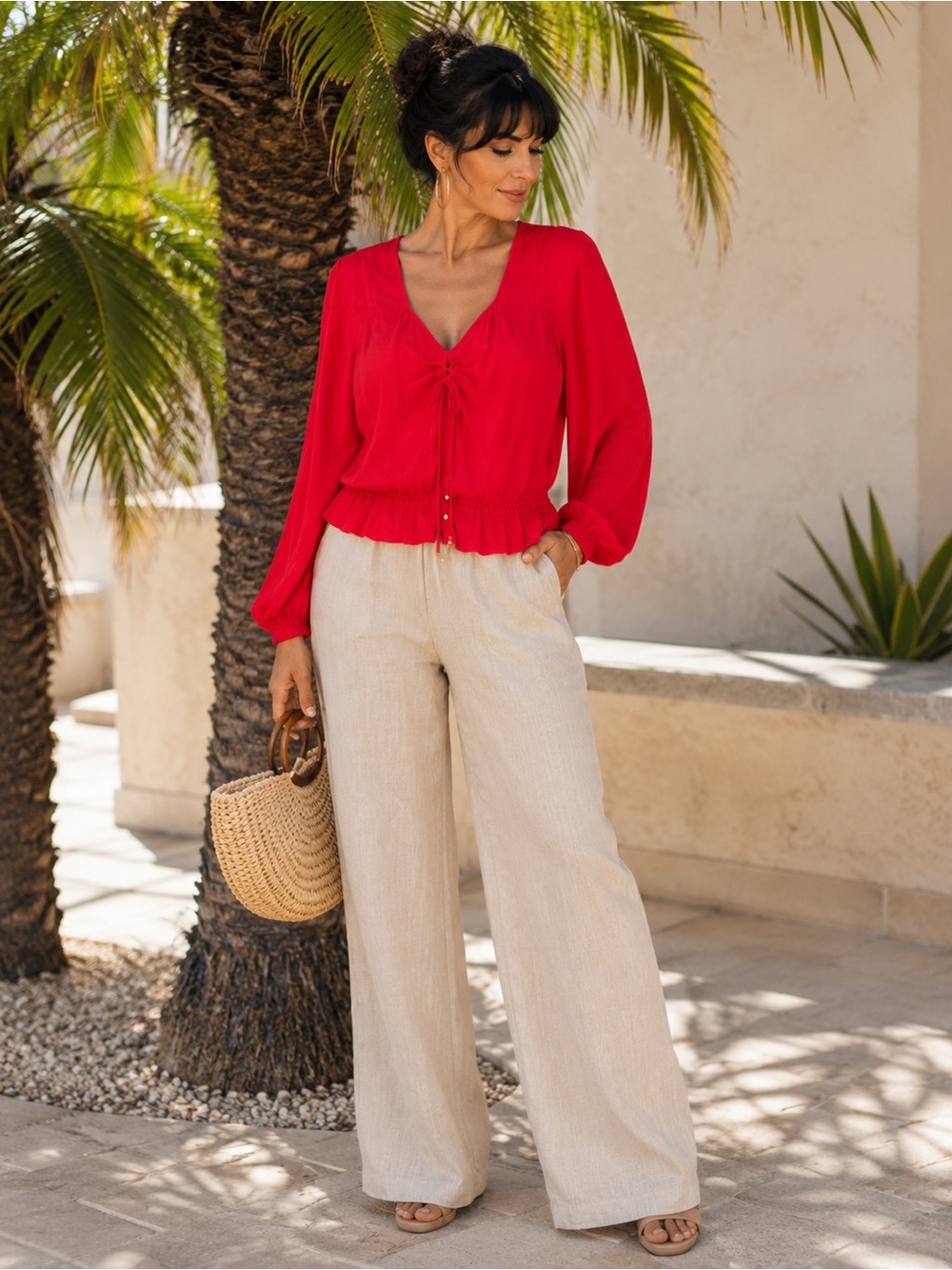 New Express red blouse embellished, size Medium